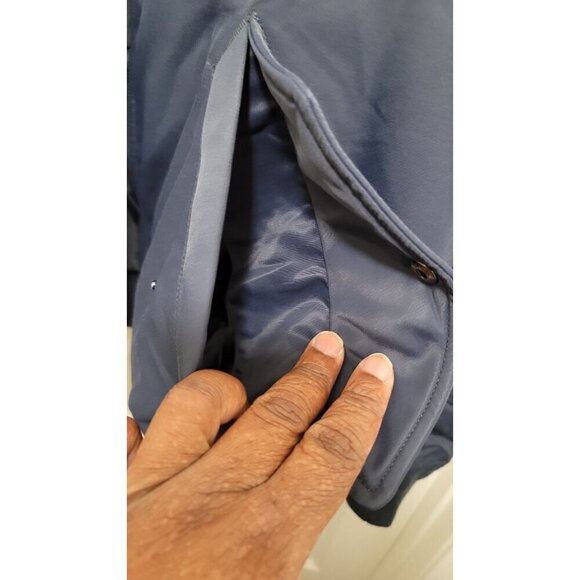 Uniglo Mens Navy Blue Quilted Bomber Jacket With Zip Closure & Snap Pockets Size - Picture 7 of 14
